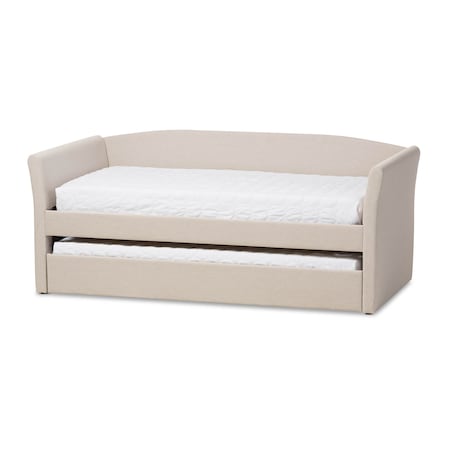 Baxton Studio Camino Modern Beige Upholstered Daybed with Guest Trundle Bed 131-7308